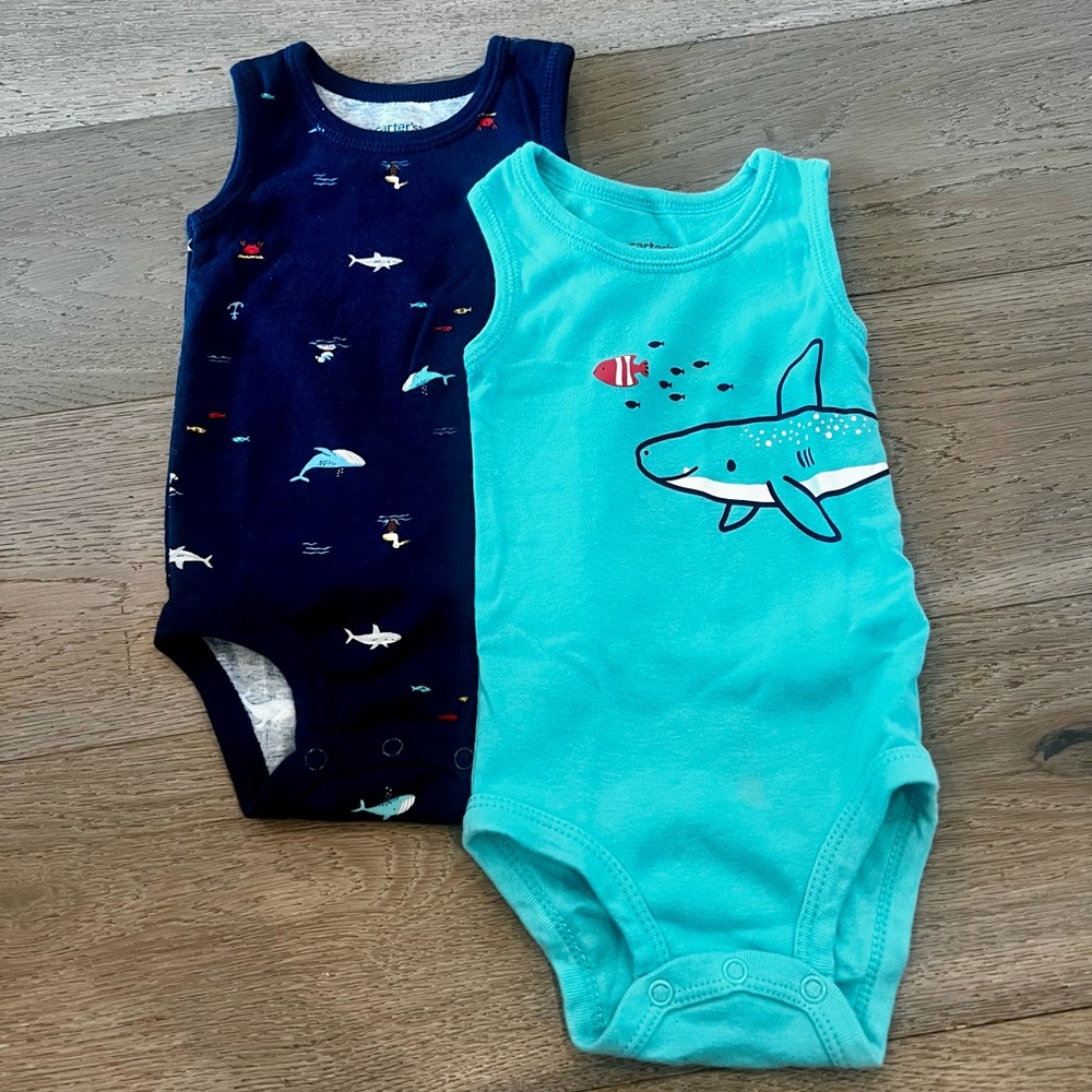 Carter's Fish and Shark Print Bodysuits
